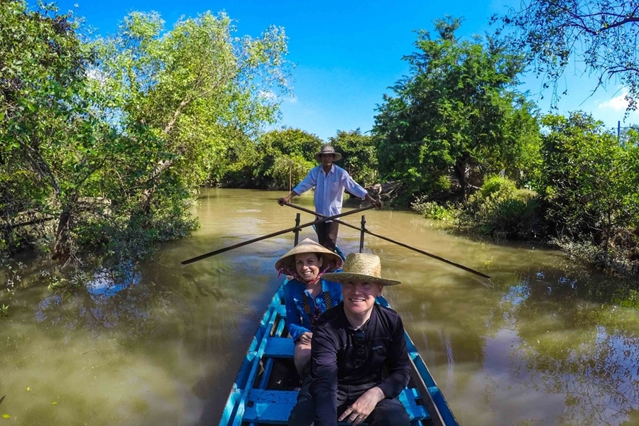 Sampan boat trip in Mekong Delta
